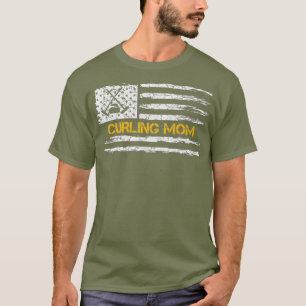Vintage American Flagga Proud Curling Mamma Curler T Shirt
