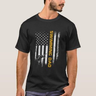 Vintage American Flagga Proud Swimming Pappa Swimm T Shirt