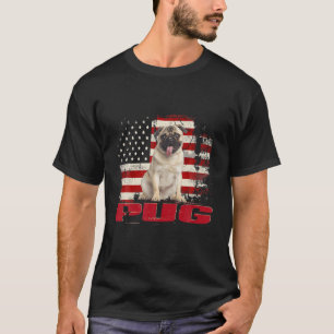 Vintage American Flagga Pug Hund älskare T Shirt