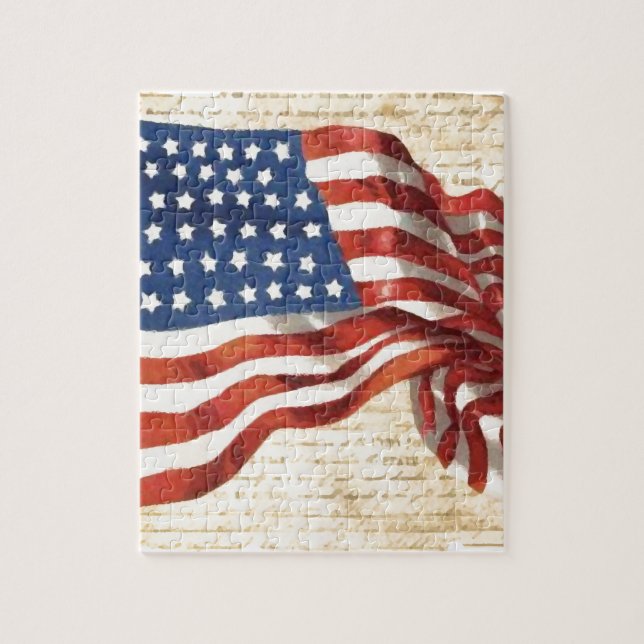 Vintage American Flagga Pussel (Vertikal)