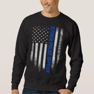 Vintage American Flagga Redragen polis Funny Lång Ärmad Tröja