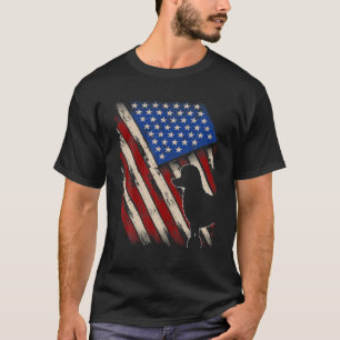 Vintage American Flagga Retro Pudel Hund 4 juli T Shirt