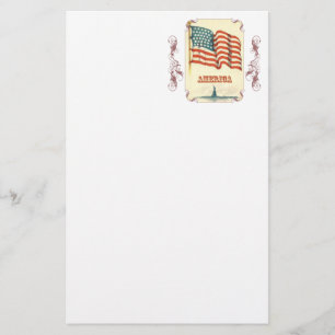 Vintage American Flagga Stationery Brevpapper