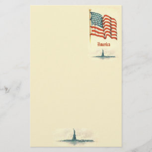 Vintage American Flagga Stationery Brevpapper