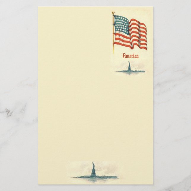 Vintage American Flagga Stationery Brevpapper (Framsida)
