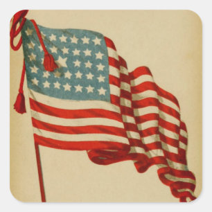 Vintage American Flagga Sticker Fyrkantigt Klistermärke