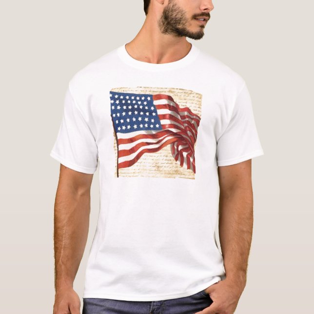 Vintage American Flagga Tee Shirt (Framsida)