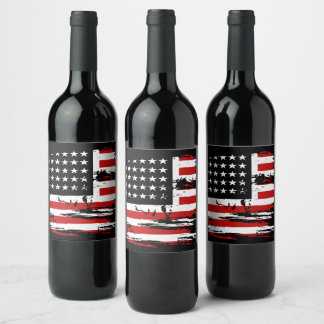 Vintage American Flagga Vinflaska Etikett