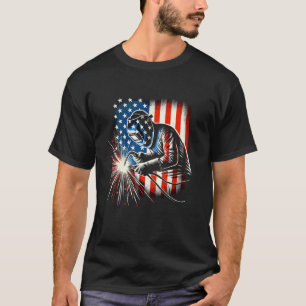 Vintage American Flagga Welding Hero Welder T Shirt
