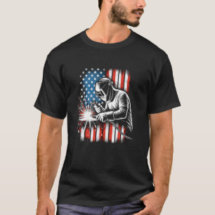 Vintage American Flagga Welding Hero Welder T Shirt