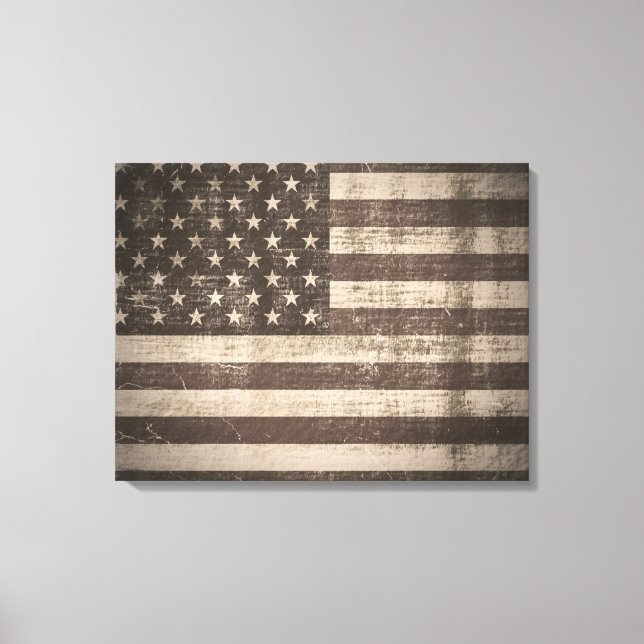 Vintage American Flagga Wrapped Canvas (Framsida)