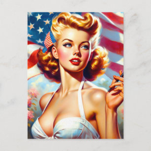 Vintage American Girl Painting Vykort