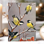 Vintage American Goldfinch Birds Winter Scene Helgkort<br><div class="desc">Vintage American Goldfinch Birds Winter Scene Helgdag Card. Den här konstruktionen har vackra svarta och guld amerikanska guldfinkar på en snö-täckt gren i träd. Vilken vacker helgdag. Anpassa det här anpassad design med ditt eget i hälsning.</div>