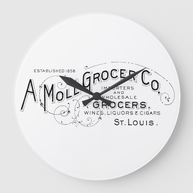 Vintage American Grocer Ad Stor Klocka (Framsida)