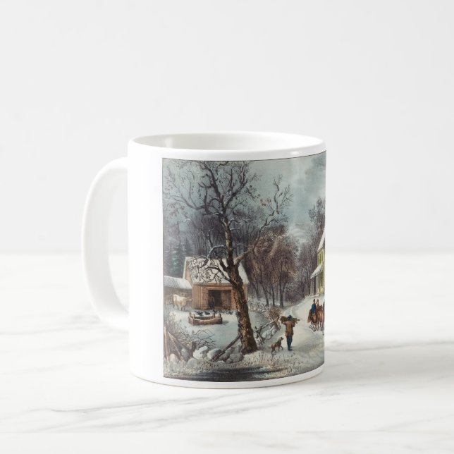 Vintage American Homestead Winter Kaffemugg (Framsida vänster)