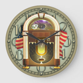 Vintage American Jukebox Wall Clock Stor Klocka