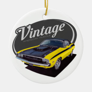 Vintage American Muscle Challenger Julgransprydnad Keramik