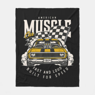 Vintage American Muscle Tävla Flagga Fleecefilt
