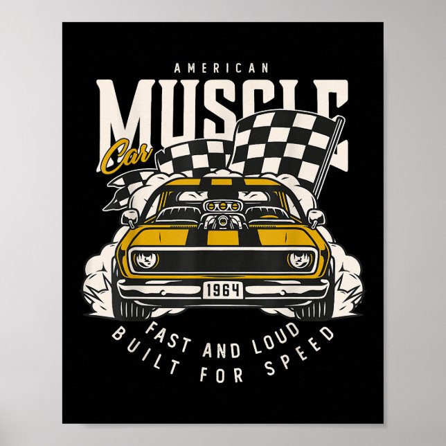 Vintage American Muscle Tävla Flagga Poster (Framsidan)