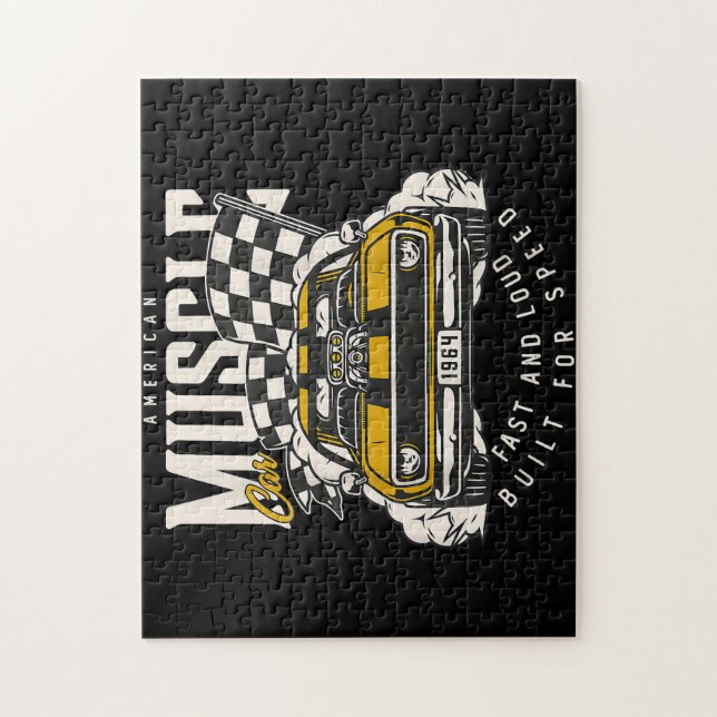 Vintage American Muscle Tävla Flagga Pussel (Vertikal)