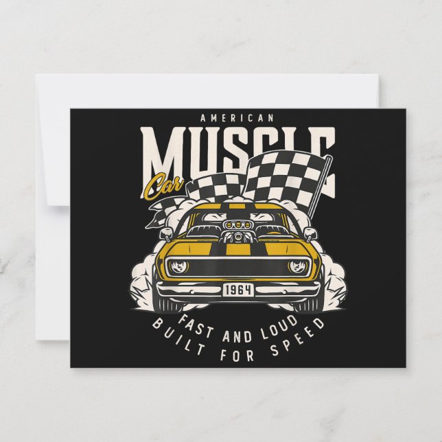 Vintage American Muscle Tävla Flagga Spara Datumet (Framsida)