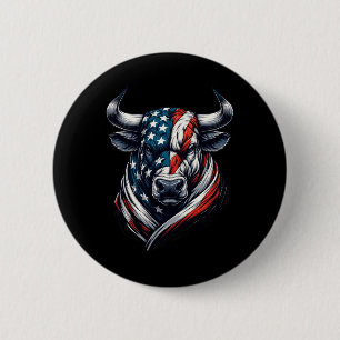 Vintage American Patriot Bull Cow 4:e juli Amer Knapp