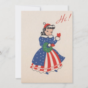 Vintage American Patriot Girl Julkort