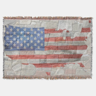 Vintage American Patriotic Karta Flagga on Wall Filt