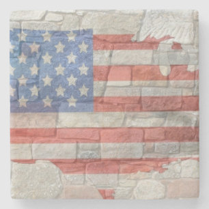 Vintage American Patriotic Karta Flagga on Wall Stenunderlägg