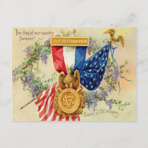 Vintage American Patriotic Military Postcard Vykort