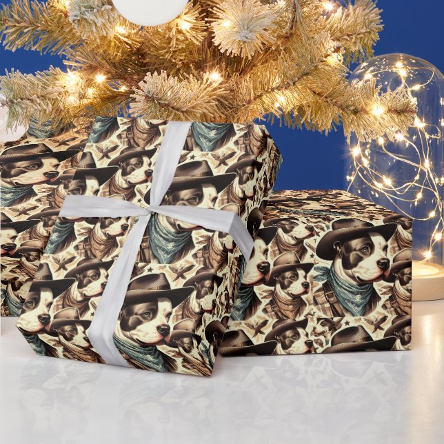 Vintage American Pit Bull Terrier Illustration Presentpapper (Helgdagar)