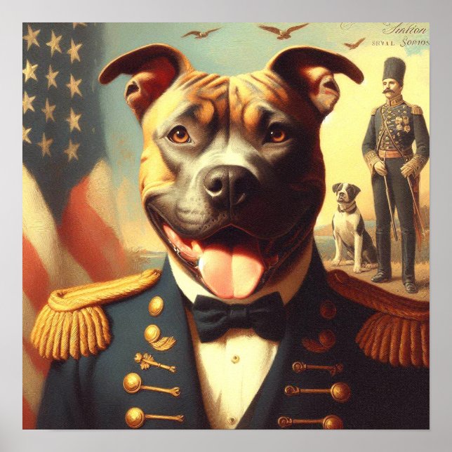 Vintage American Pit Bull Terrier Painting Poster (Framsidan)
