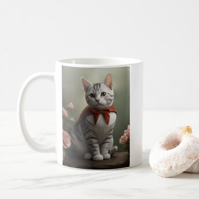Vintage American Shorthair Kitten med Ro Kaffemugg (Med munk)