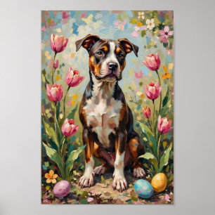 Vintage American Staffordshire Terrier påskkonst Poster