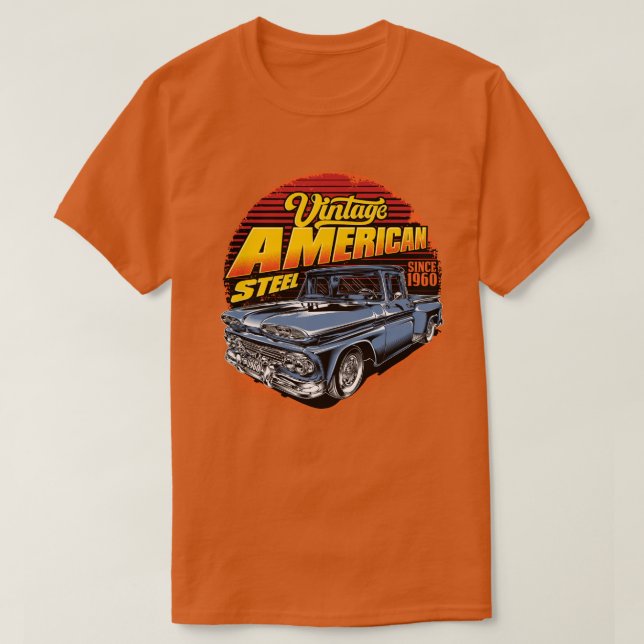 Vintage American Steel Classic Pickupa Lastbil T Shirt (Design framsida)