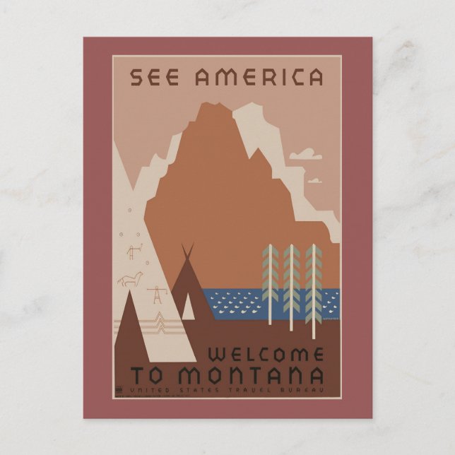 Vintage American Travel Poster Vykort (Framsida)