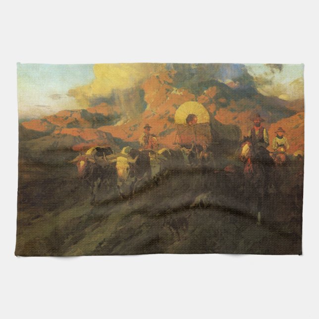 Vintage American Väster, Overland Trail by Johnson Kökshandduk (Horisontell)