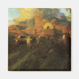 Vintage American Väster, Overland Trail by Johnson Magnet