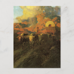 Vintage American Väster, Overland Trail by Johnson Vykort