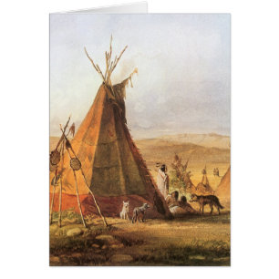 Vintage American Väster, Teepees on Plain by Bodme Hälsningskort