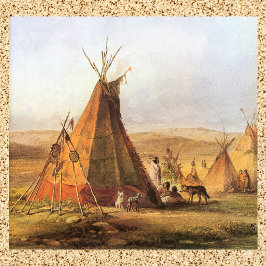 Vintage American Väster, Teepees on Plain by Bodme Poster