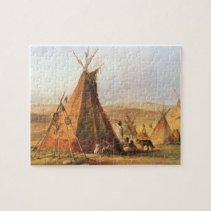 Vintage American Väster, Teepees on Plain by Bodme Pussel