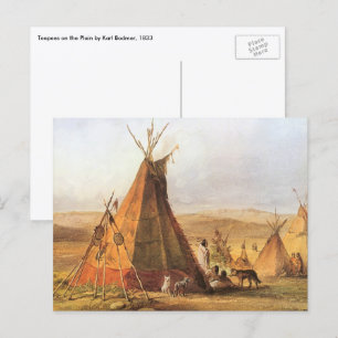 Vintage American Väster, Teepees on Plain by Bodme Vykort