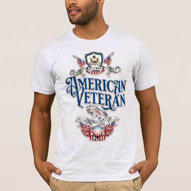 Vintage American Veteran T Shirt (Framsida)