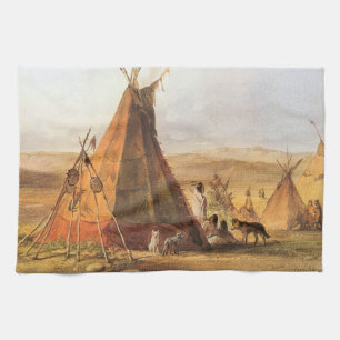 Vintage American West, Teepees på slätten av Bodme Kökshandduk