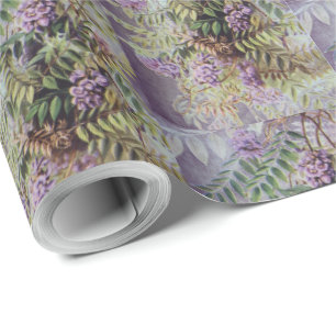 Vintage American Wisteria Lila blommor Blommigt Presentpapper