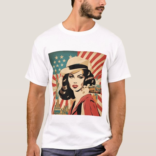 Vintage American Woman T-Shirt (Framsida)