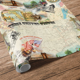 Vintage Americana Collage Presentpapper