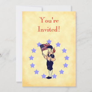 Vintage Americana Flagga Party-inbjudningar Inbjudningar
