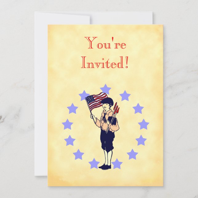 Vintage Americana Flagga Party-inbjudningar Inbjudningar (Framsida)